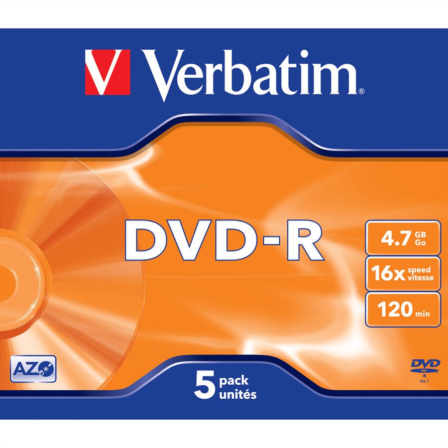 Verbatim DVD-R Jewel 4.7GB 16x 5 Pack