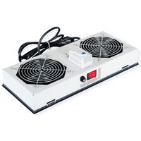 ROLINE Unité de ventilation - 2 ventilateurs, thermostat , pour Boîtier mural 19", gris