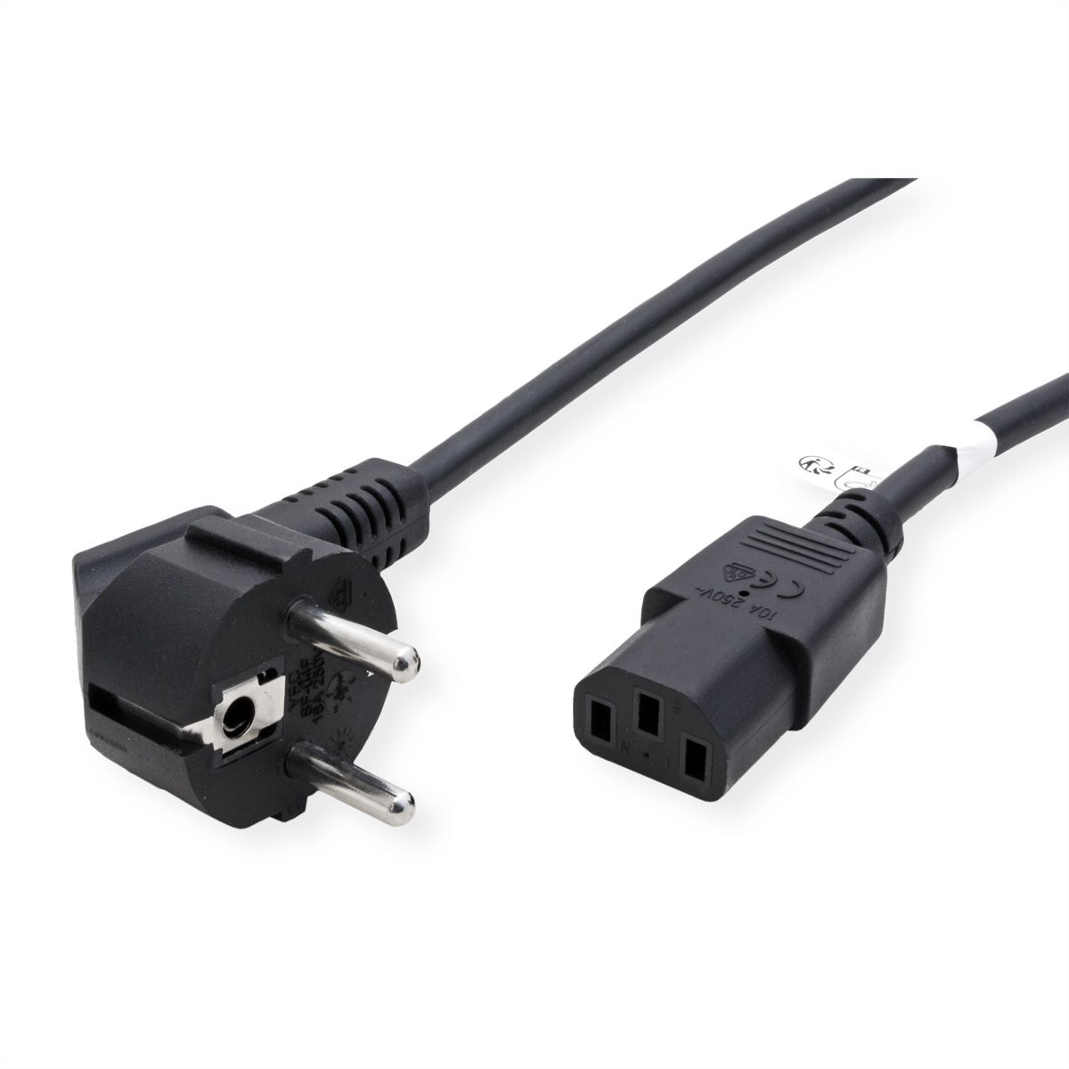 ROLINE GREEN Netzkabel, gerade IEC-Buchse, schwarz, 0,8 m