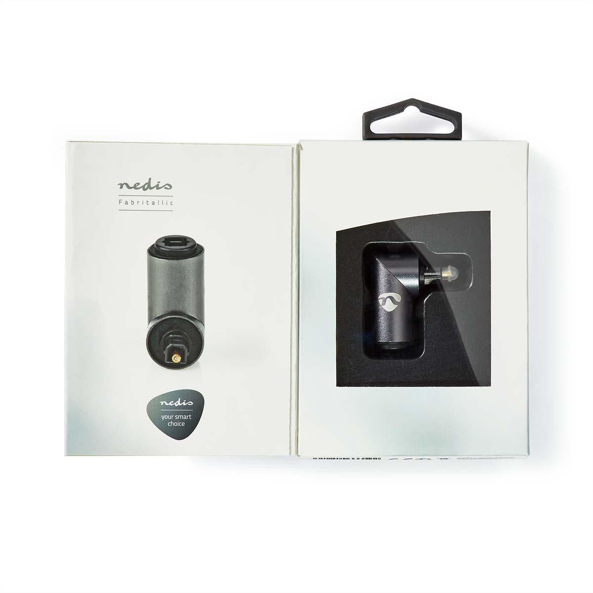 Adaptateur Toslink coudé Nedis, coudé à 90°, ST/BU, gris