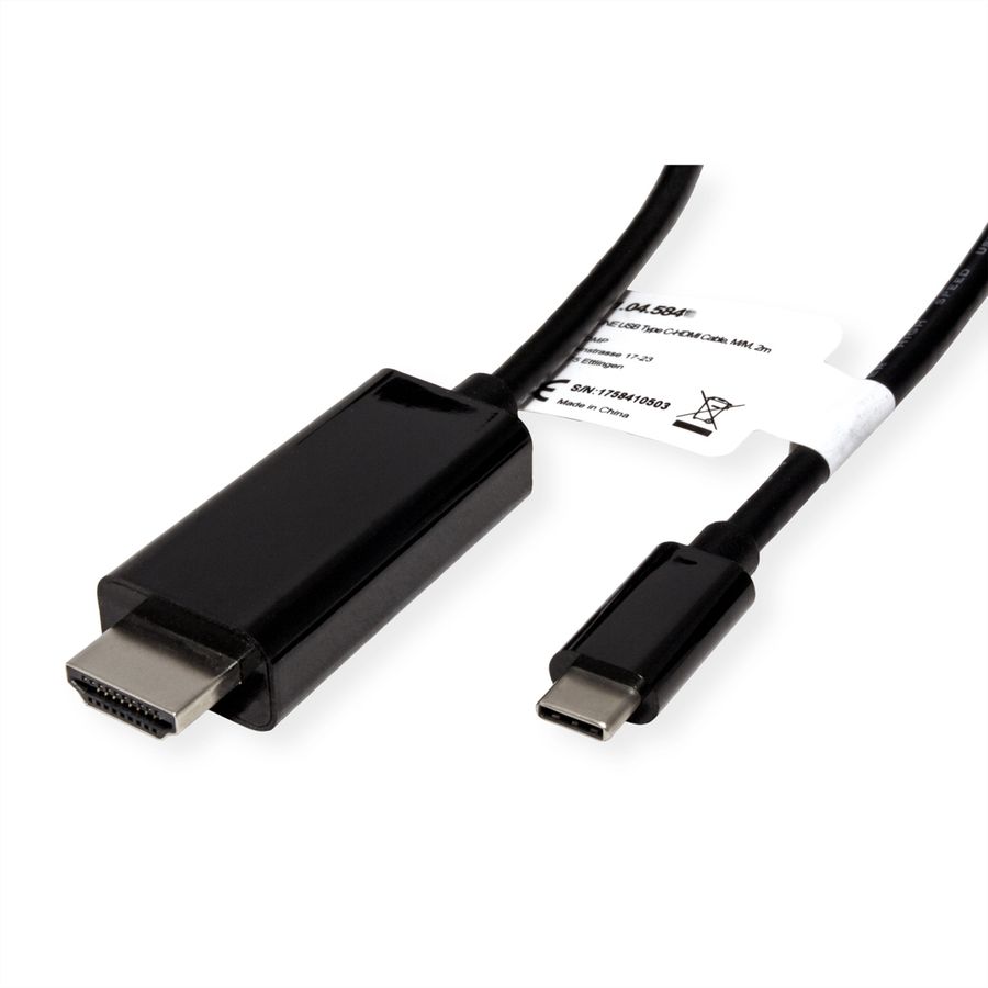 ROLINE USB Typ C - HDMI Adapterkabel, ST/ST, 3 m