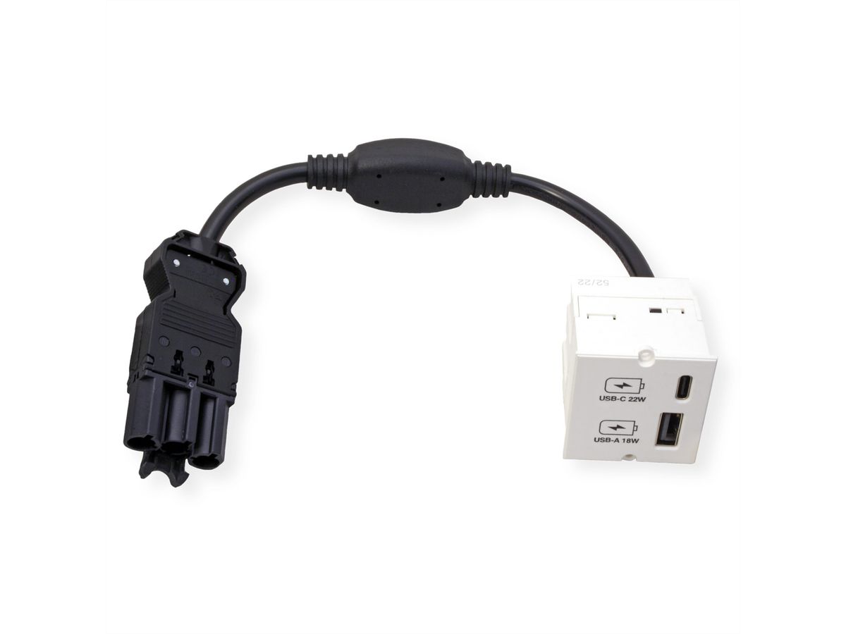 BACHMANN Custom Modul USB Charger Typ A & C 22W, Quickcharge, weiß