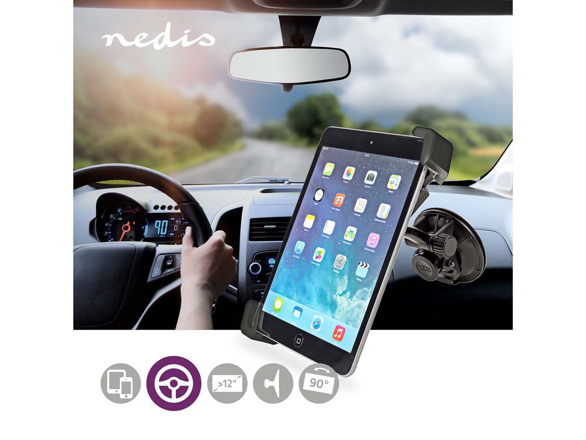 Support pour tablette de 12 pouces Nedis pour voiture, Fenêtre, appuie-tête, réglable