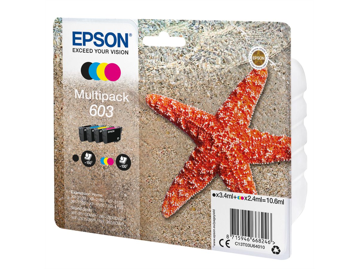 EPSON C13T03U64010, 603, Multipack, schwarz, cyan, magenta, yellow für EPSON Expression Home XP-2100
