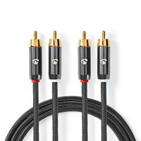 Câble audio stéréo Nedis, 2x RCA, ST/ST, gris, 1 m