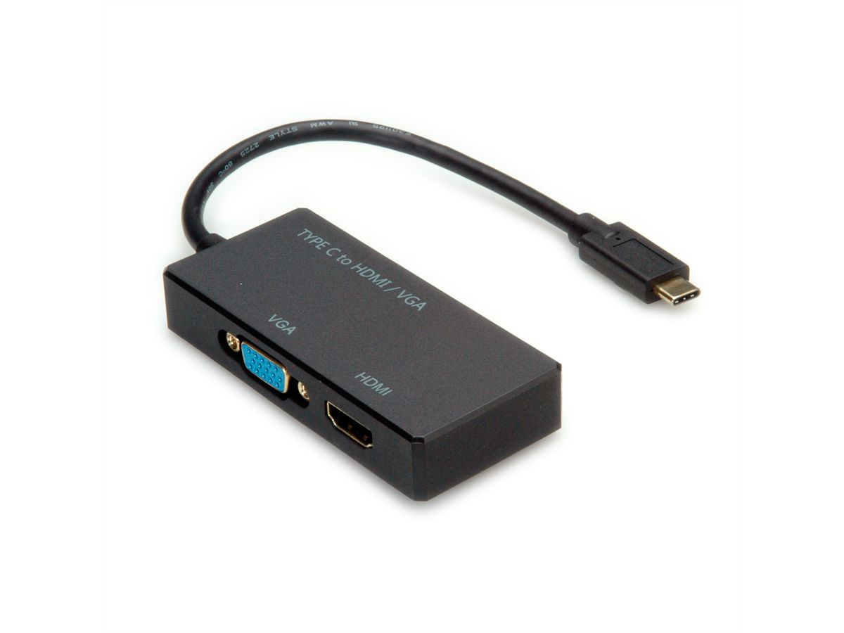 VALUE Adaptateur USB 3.2 Gen 2 type C - VGA + HDMI