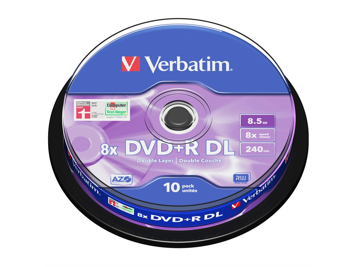 Verbatim DVD+R Spindle DL 8.5GB 8x 10 Pk