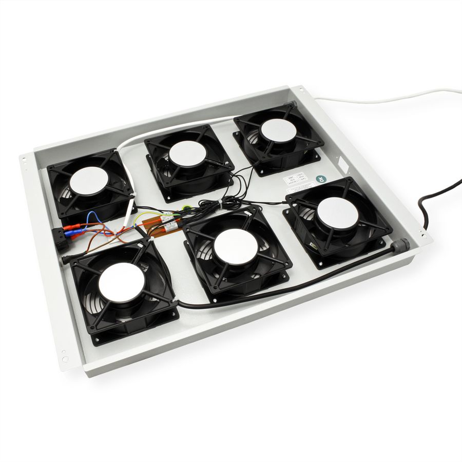 ROLINE 19-Zoll Dachlüftereinheit 6 Lüfter, Thermostat für Serverschrank grau