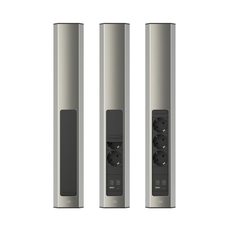 BACHMANN CASIA 2 3xCEE7/3 1xUSB A/C 22W 2,0m AEH aspect inox