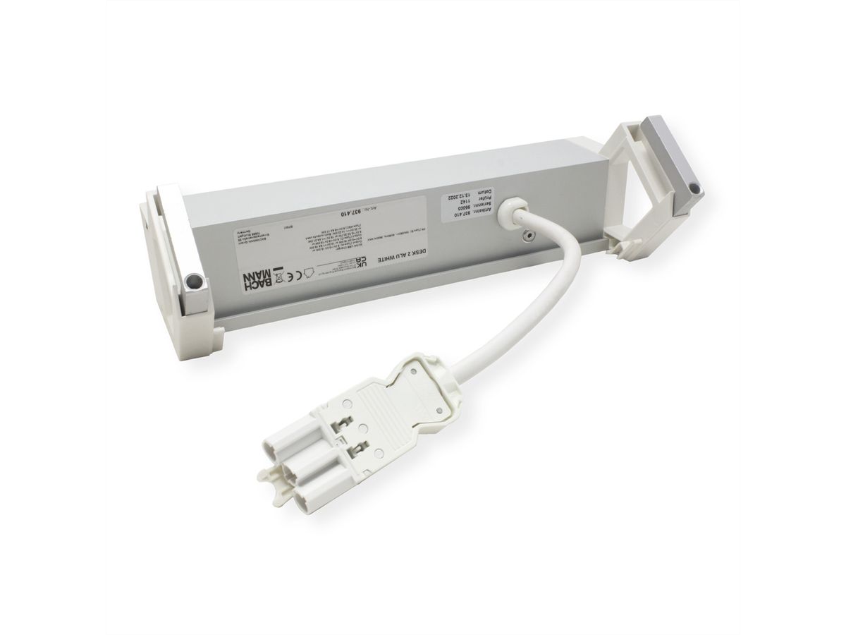 BACHMANN DESK2 ALU WHITE 2xUTE 1xUSB A/C 22W 1xSchalter 0,2m