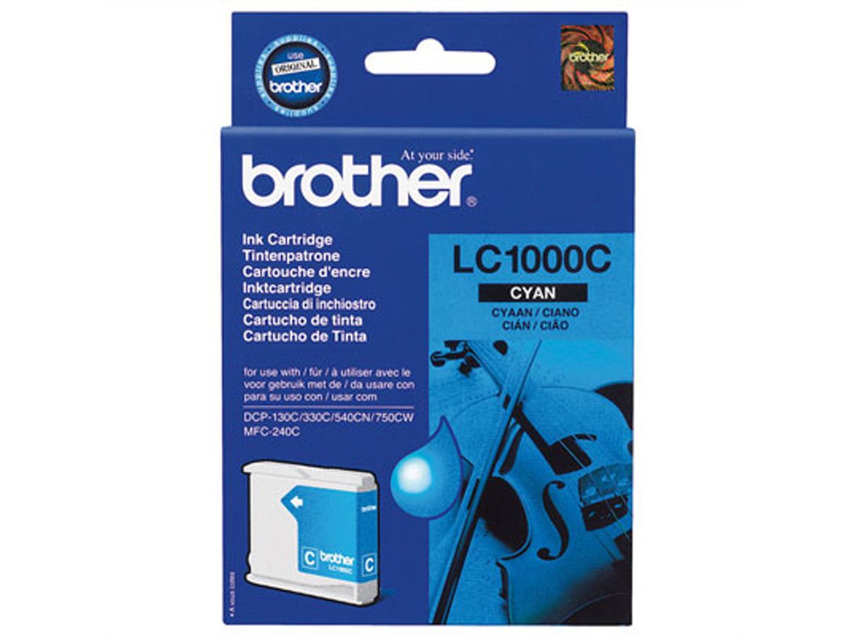 LC-1000C, BROTHER Tintenpatrone, cyan für ca. 400 Seiten. Für z. B. BROTHER DCP-130C / DCP-330C / DCP-540CN / DCP-750CW / MFC-240C / MFC-440CN / MFC-660CN.