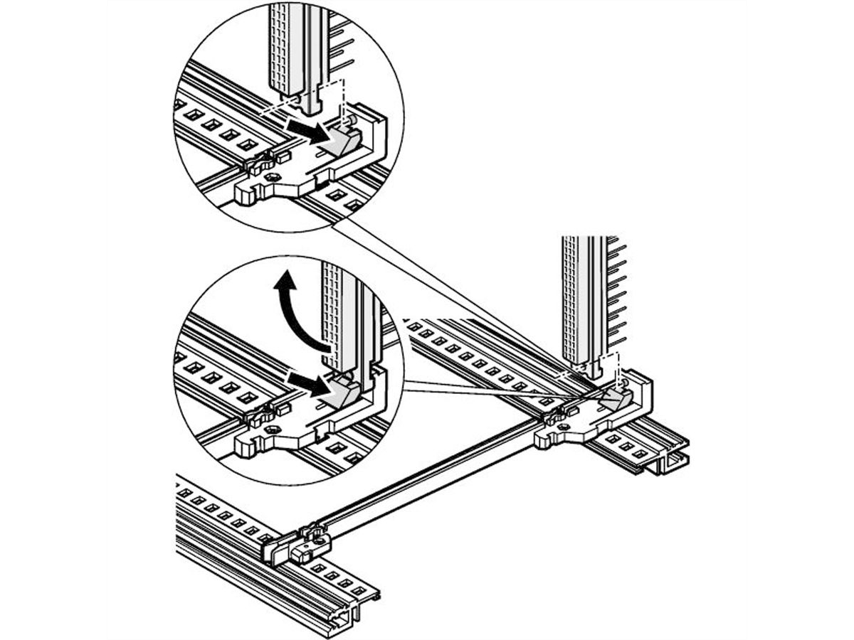 SCHROFF Rail de guidage standard, avec fixation par connecteur DIN, plastique, 220 mm, 2 mm de largeur de rainure, rouge, 1 paire