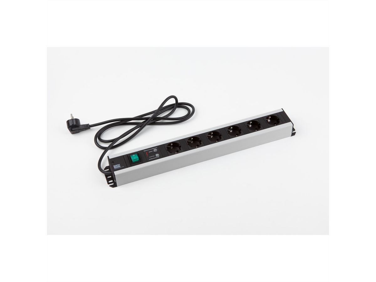 BACHMANN Multiprise 6x contact de protection, protection contre les surtensions, interrupteur