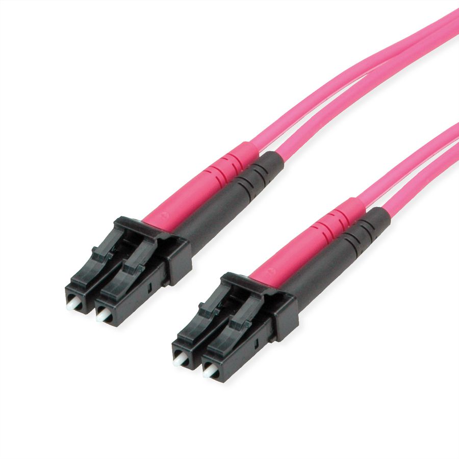 TELEGÄRTNER LWL Rangierkabel 2x G50/125 OM4, 1x LC Duplex - 1x LC Duplex, violett, 1 m