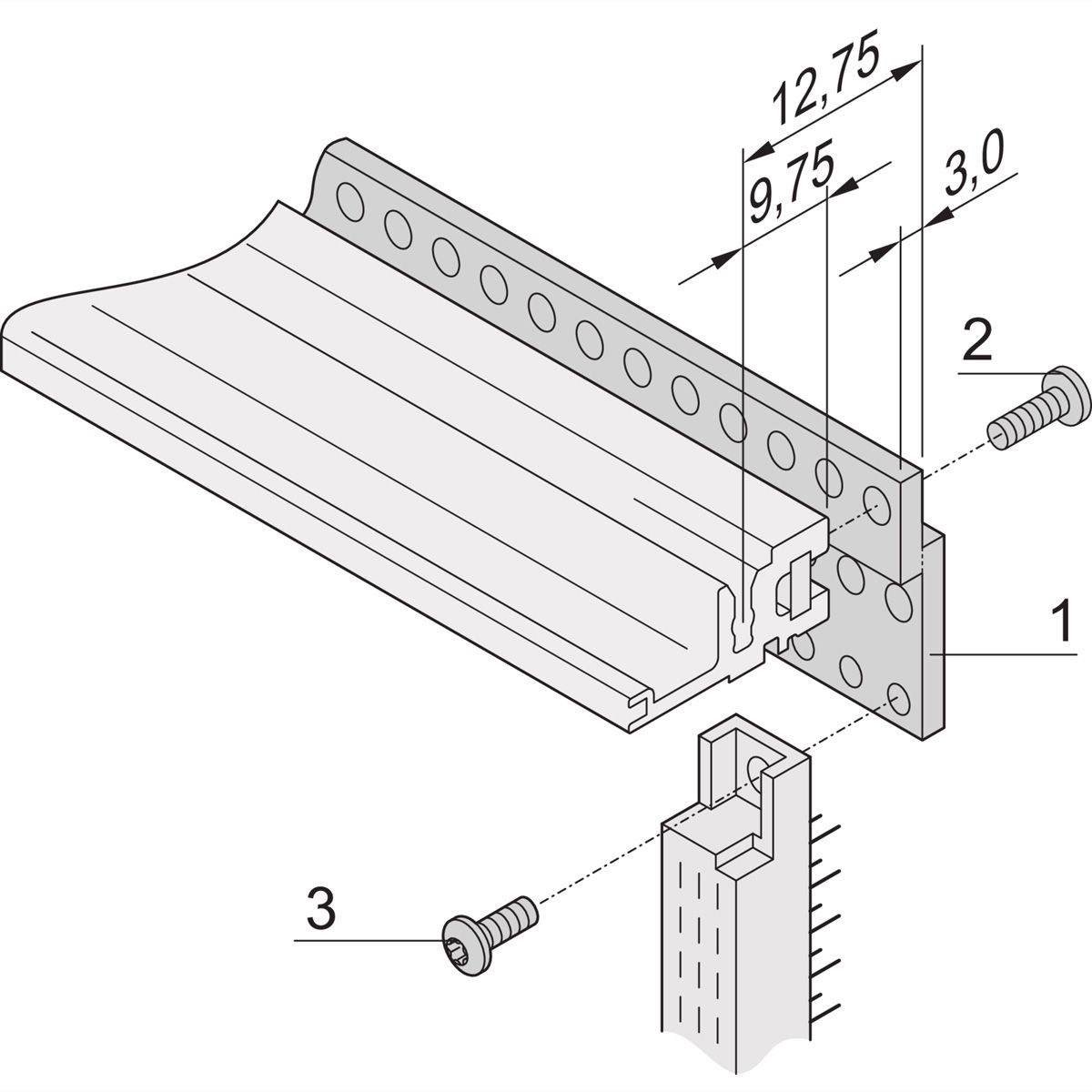 SCHROFF Z-Schiene für Steckverbinder nach EN 60603-2 (DIN 41612) - Z-SCHIENE 42TE F.DIN41612