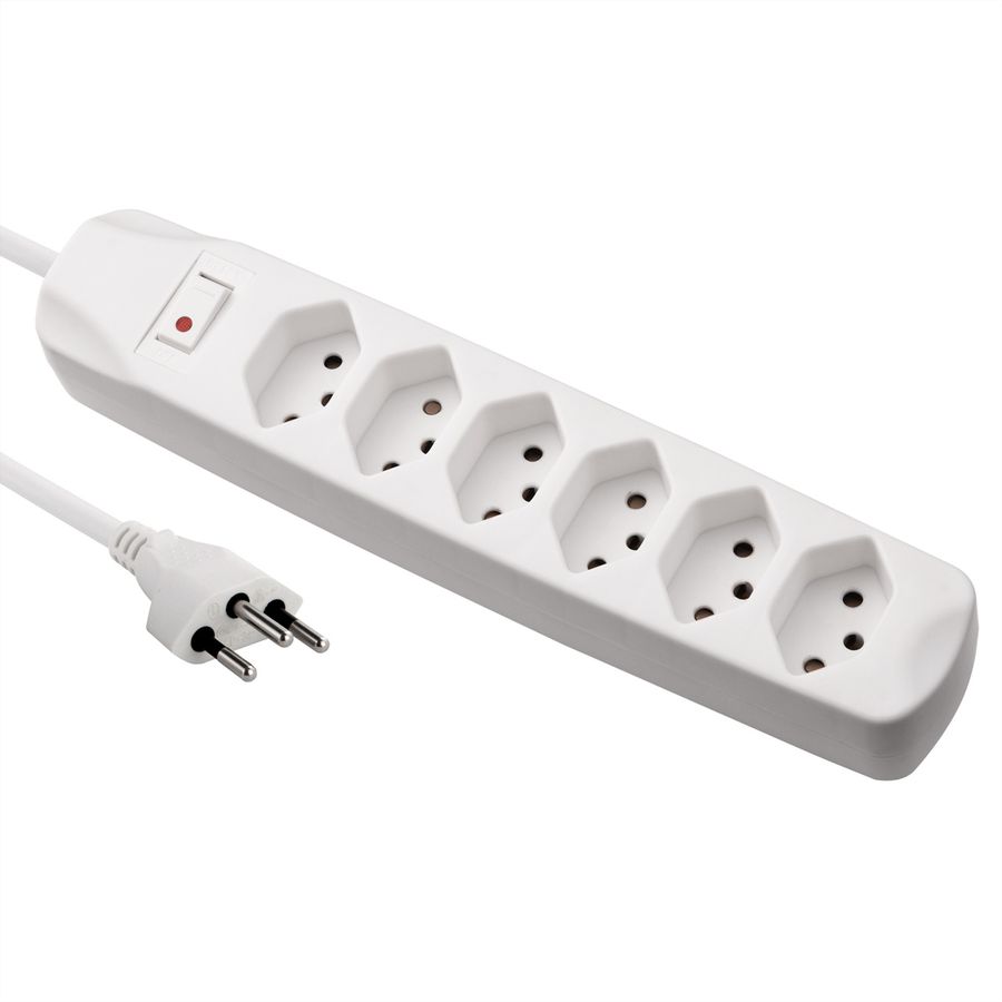 BLANK Multiprise, 6 prises T13, avec interrupteur, blanc