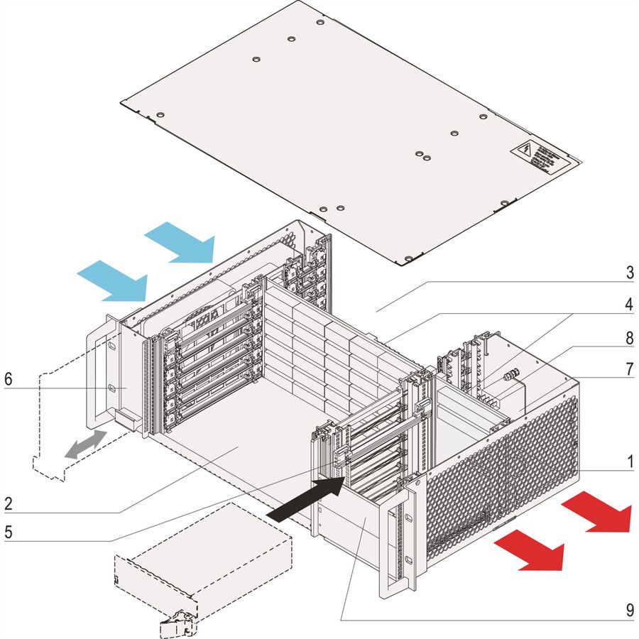 Système CPCI SCHROFF pour PSU enfichable, horizontal, 3 U, 6 slots