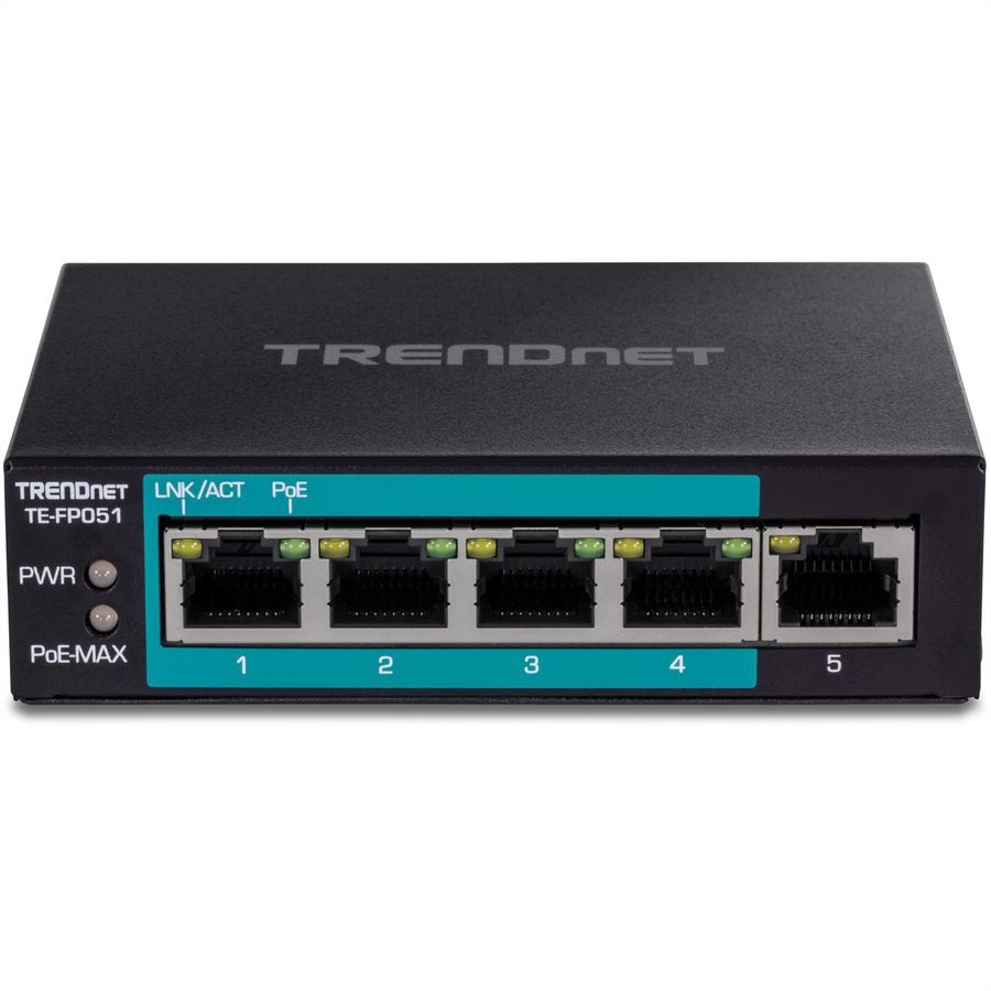 TRENDnet TE-FP051 5-Port PoE+ Switch Fast Ethernet Long Range