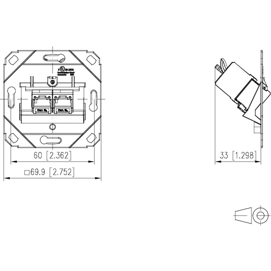 METZ CONNECT C6Amodul 2 Port 180°M UP0-Dose, reinweiß RAL9010