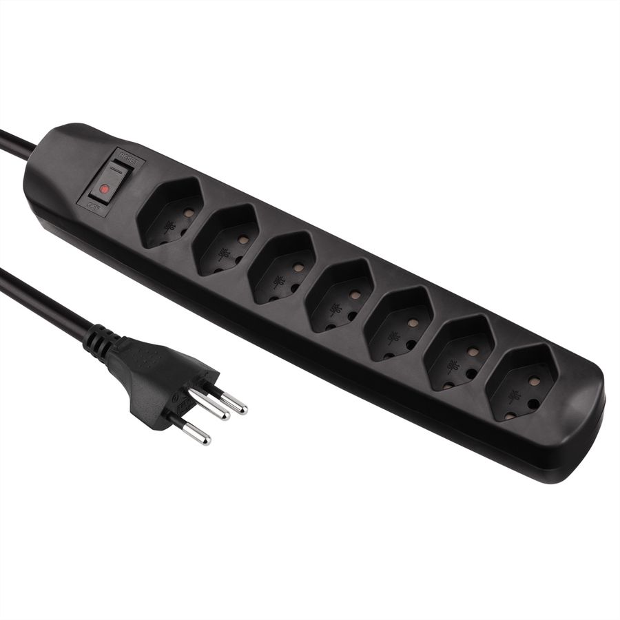 BLANK Multiprise, 7xT13, avec interrupteur, noir