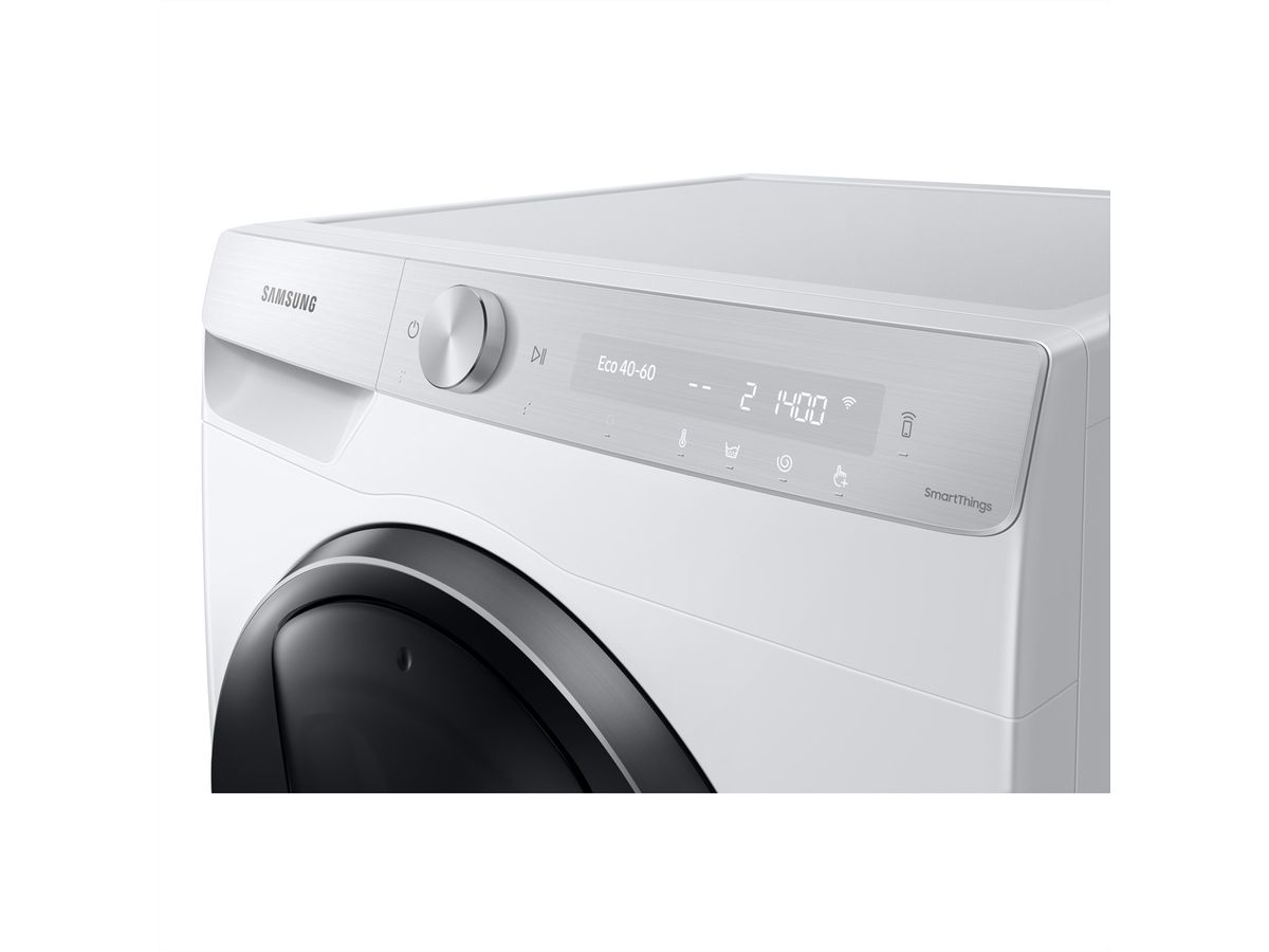 Samsung lave-linge WW9800, 9kg, Tint Door (Silver Deco), blanc