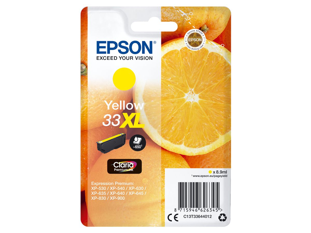 Epson Oranges Singlepack Yellow 33XL Claria Premium Ink
