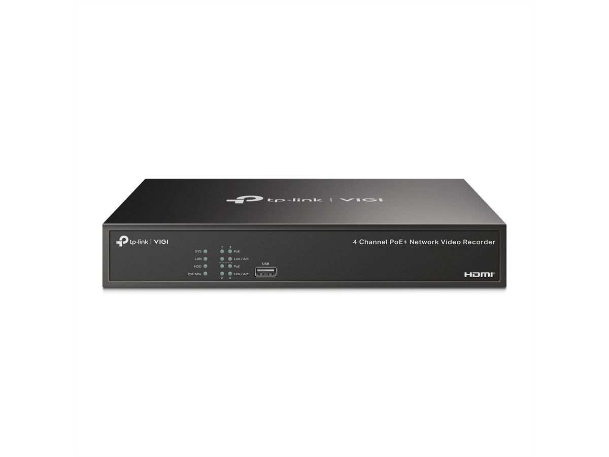 TP-Link NVR1004H-4P NVR Netzwerk-Videorekorder 4-CH, 4x PoE