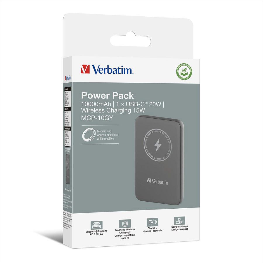 Verbatim Powerbank 10000 mAh Grey, 15W, PD20W, USB-C