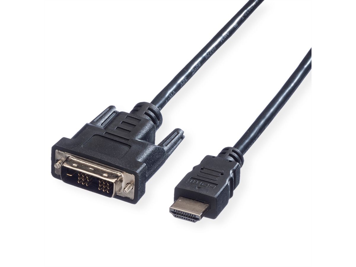 VALUE Kabel DVI (18+1) ST - HDMI ST, schwarz, 1,5 m