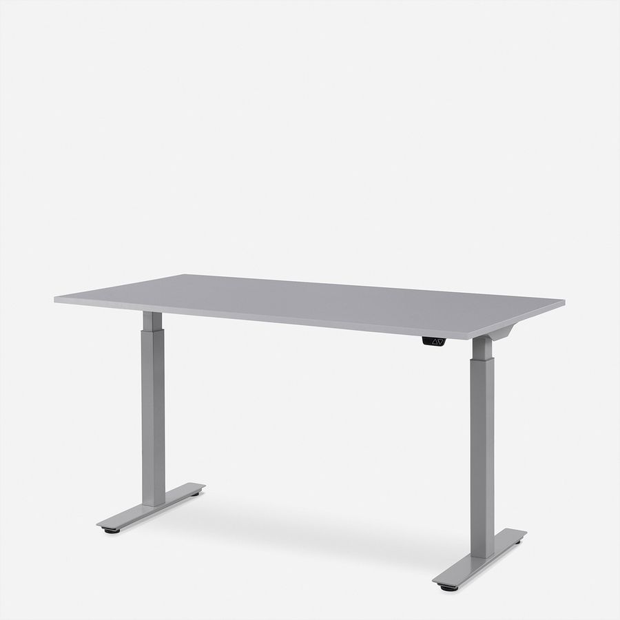 WRK21 Schreibtisch Smart 160 x 80 cm, Höhenverstellbar, Grau Uni / Grau