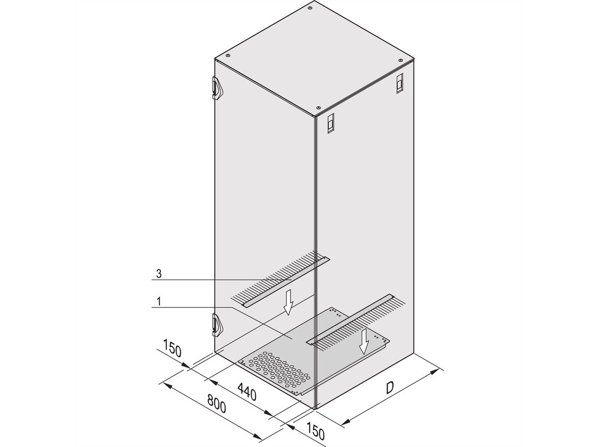 SCHROFF Varistar IP 20 plaque de base pour passage latéral de câbles, 1100D