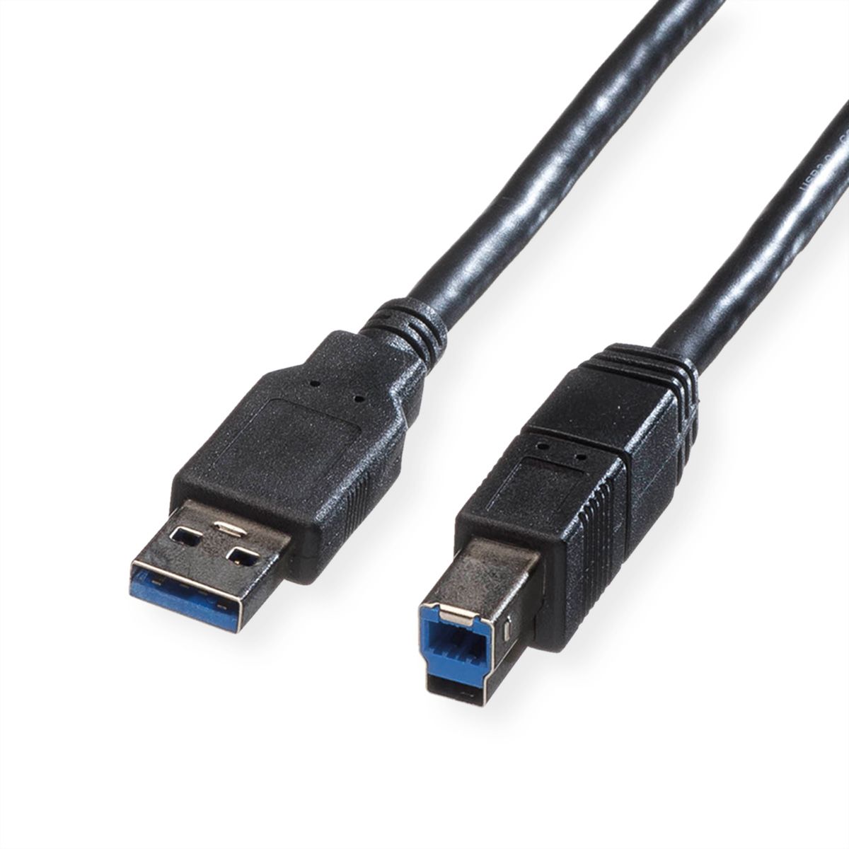 ROLINE USB 3.2 Gen 1 Kabel, Typ A-B, schwarz, 0,8 m