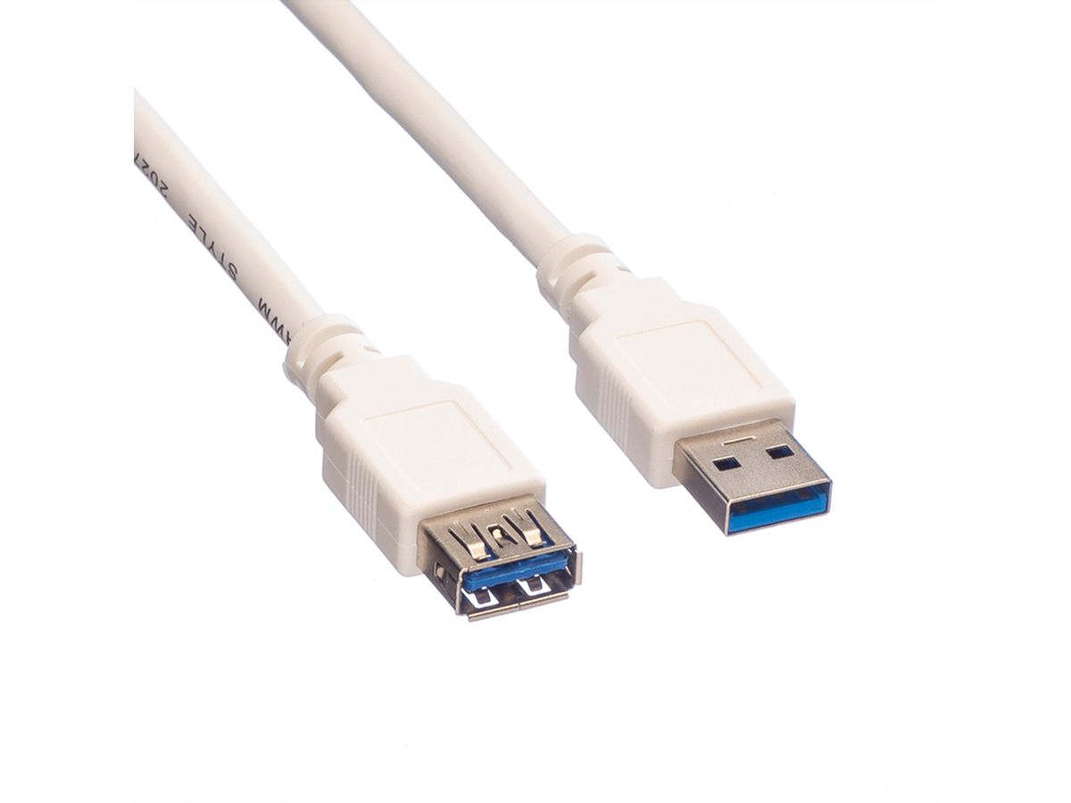 VALUE USB 3.2 Gen 1 Verlängerungskabel, Typ A-A, ST/BU, weiß, 0,8 m