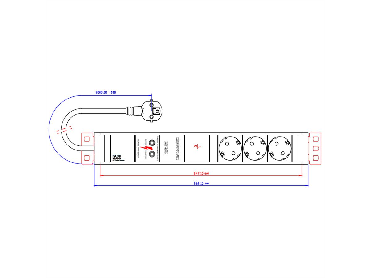 BACHMANN CONNECT LINE 3x contact de protection, Capteur y compris câble de raccordement 2m CAT5e