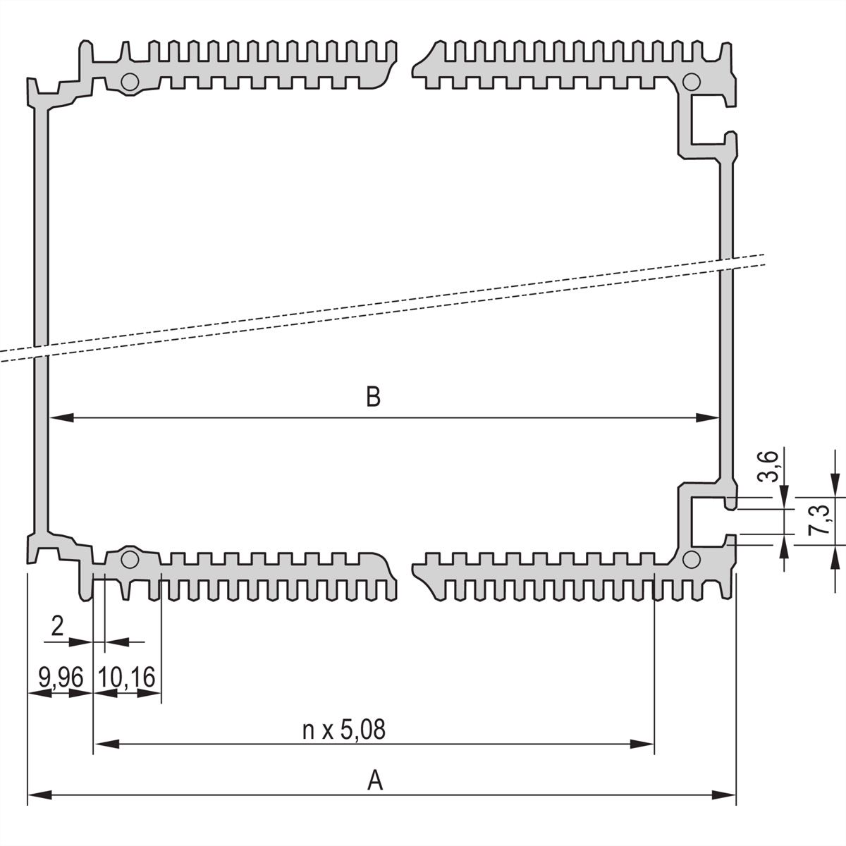 SCHROFF HF Châssis type Unité enfichable Tube de corps, 28 HP, pour circuit imprimé de 160 mm de profondeur