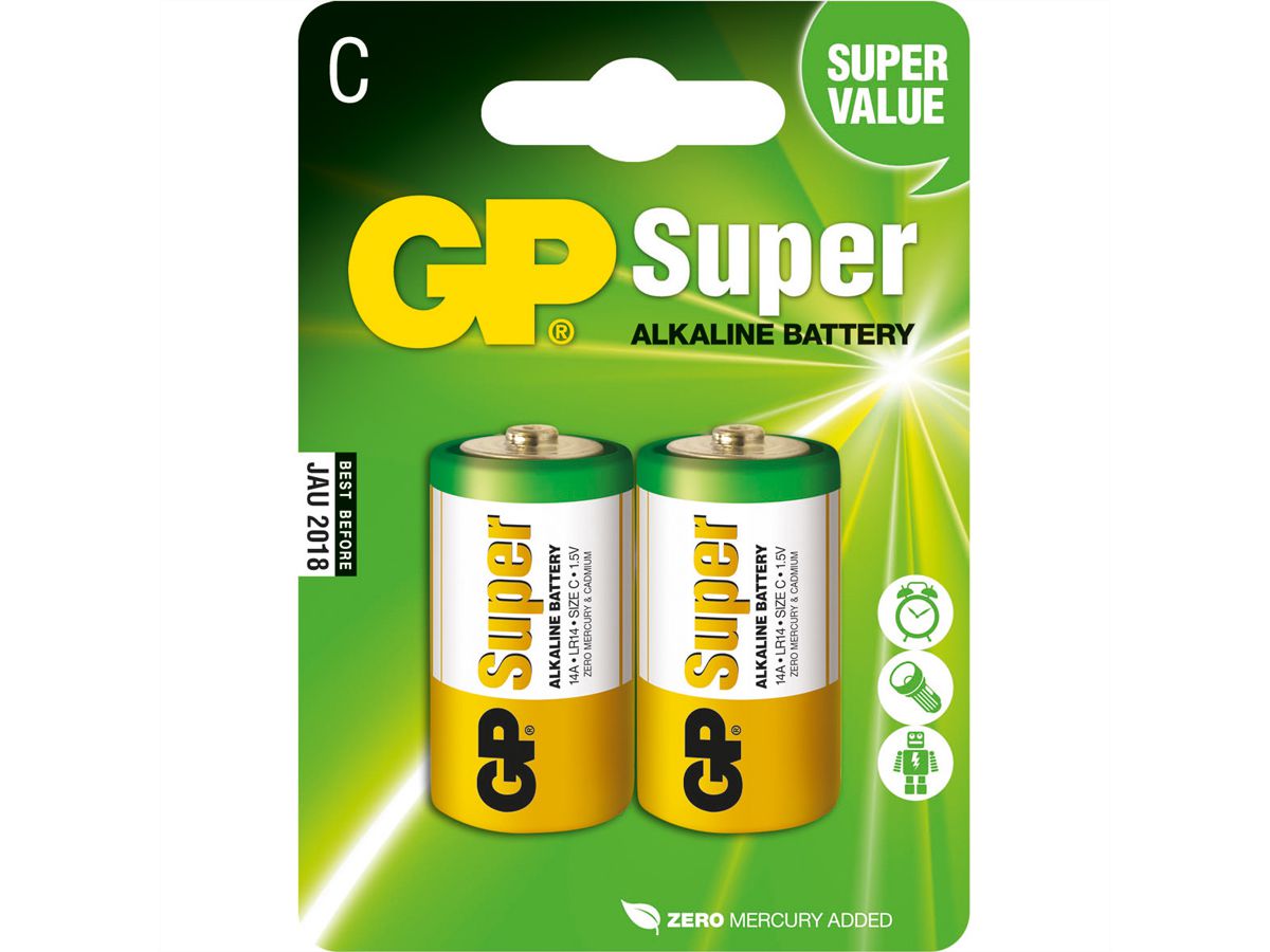 GP Batteries Super Alkaline, LR14 2x C