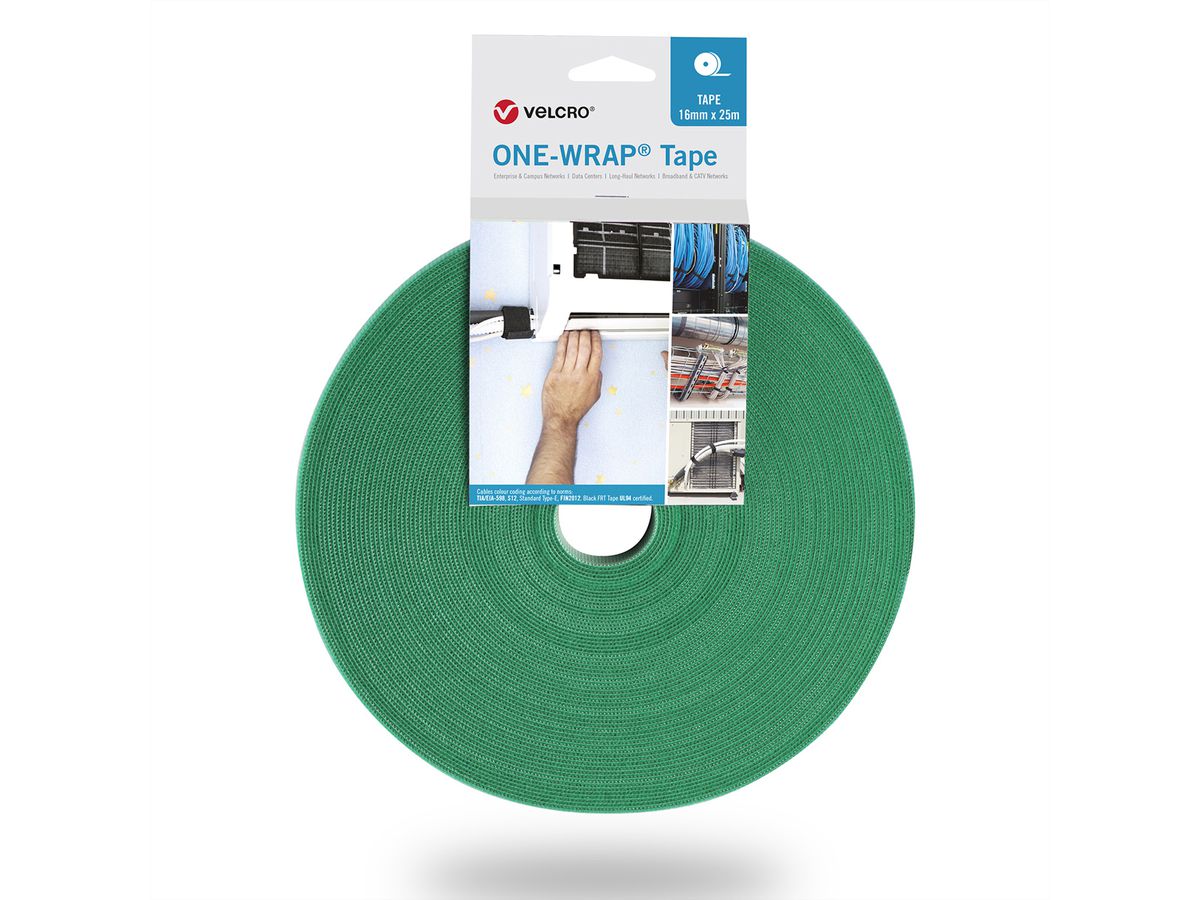 VELCRO® One Wrap® Bande 13 mm, vert, 25 m