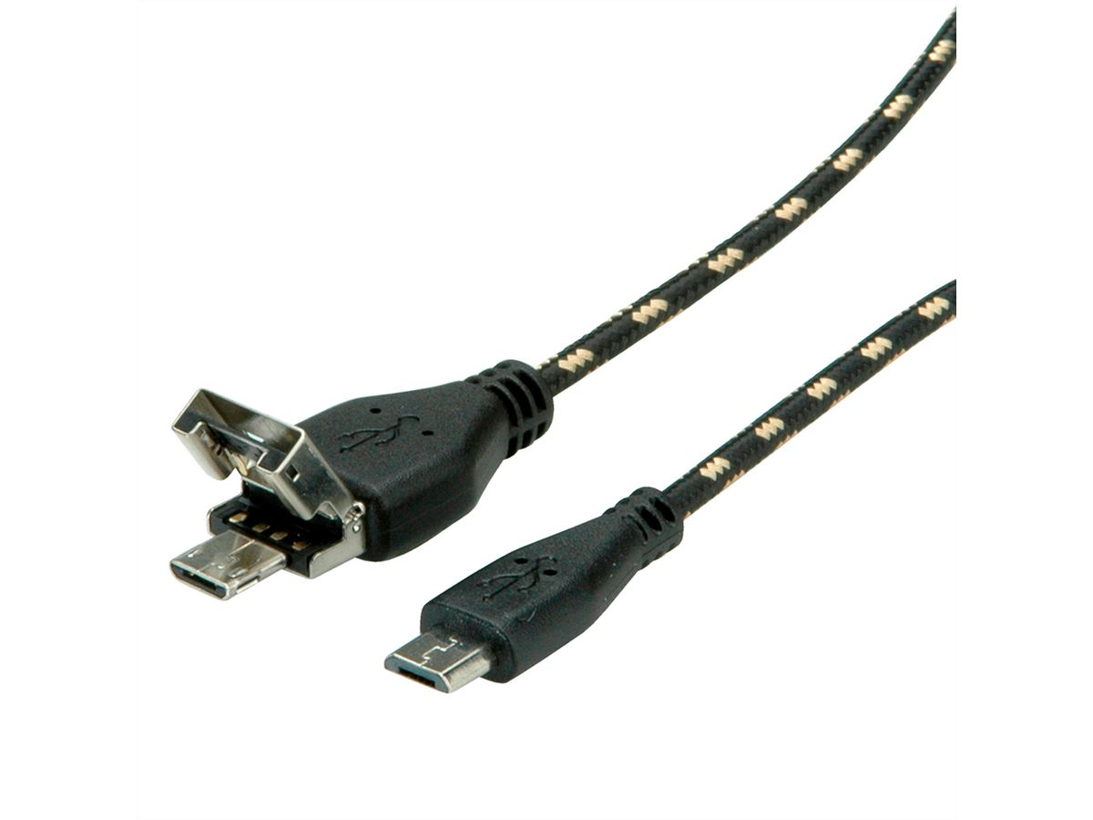 ROLINE GOLD Câble USB 2.0, OTG, A + Micro B - Micro B, M/M, 1 m