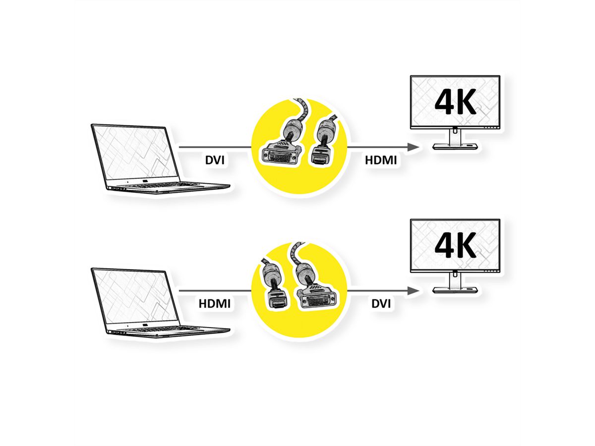 ROLINE GOLD Câble pour écran DVI (24+1) - HDMI, M/M, 1 m