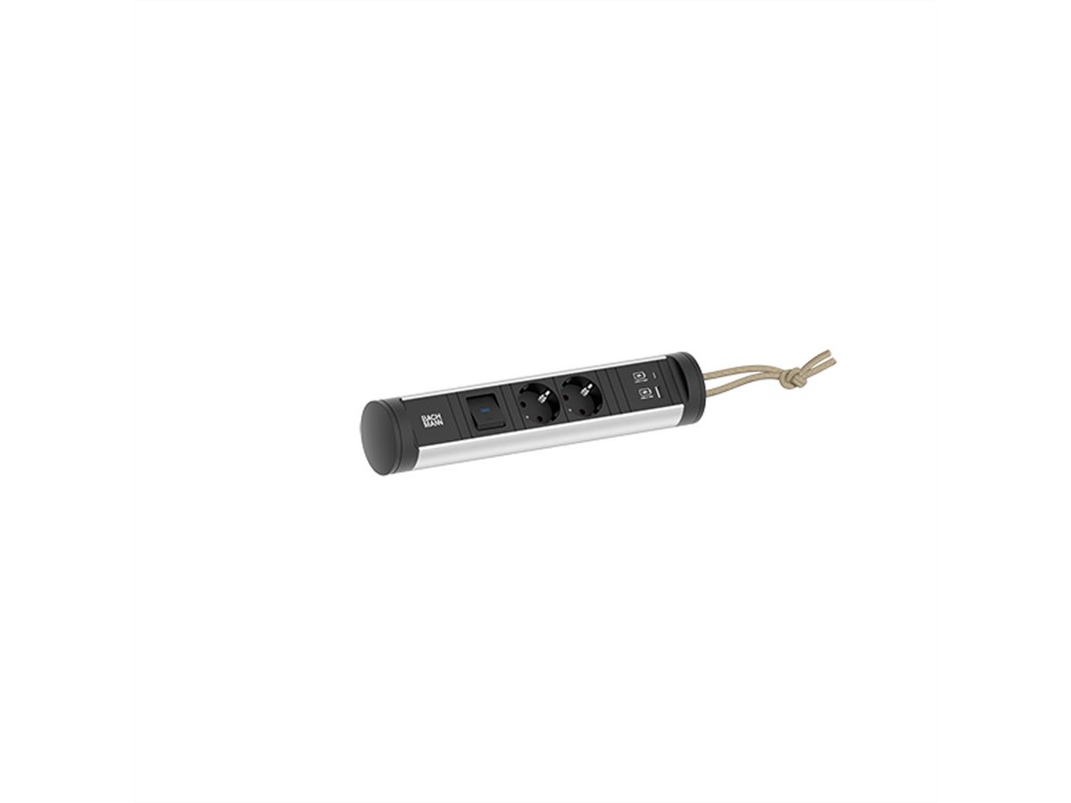 BACHMANN CYCLE Loop 2xCEE7/3 1xSchalter 1xUSB A/C 22W 2,5m CEE7/7