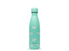 Qwetch Summer Bouteille Isotherme Inox, 500ml, turquoise clair