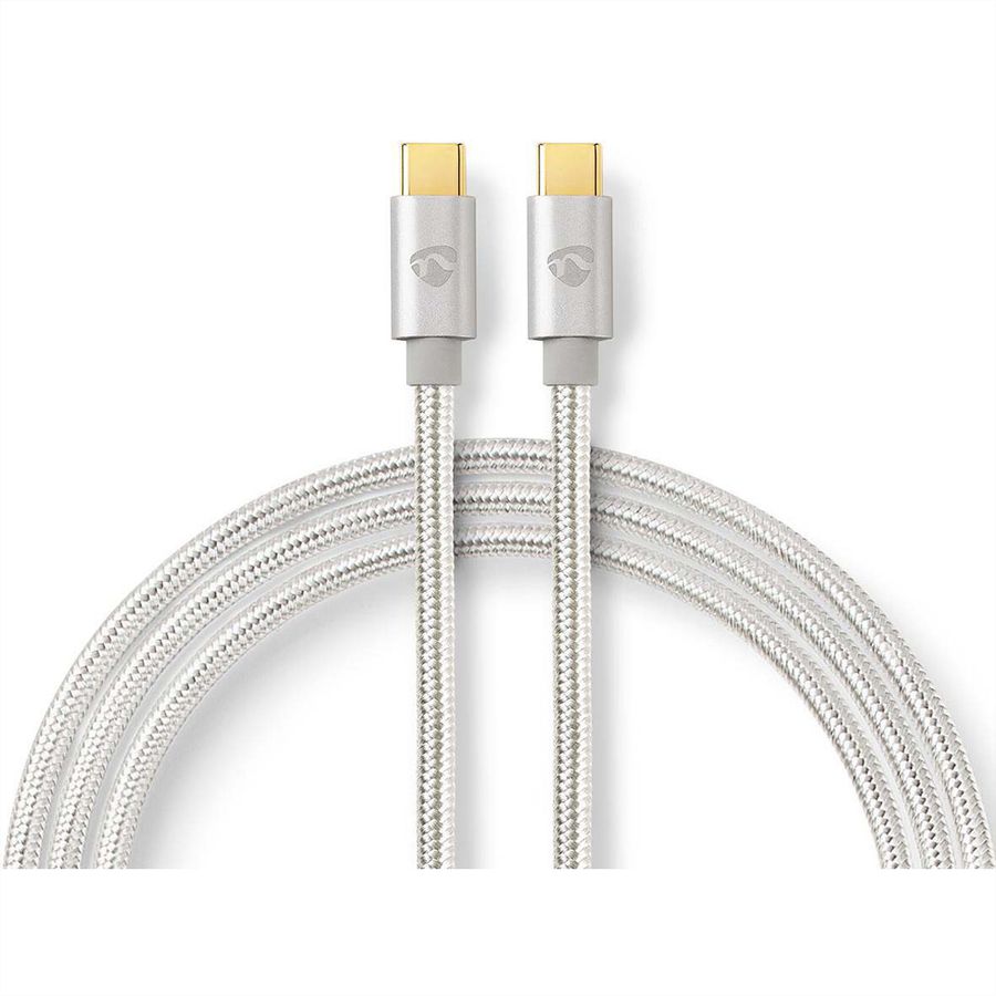 Nedis USB 2.0 Kabel, Typ C-C, ST/ST, 100W, silber, 2m