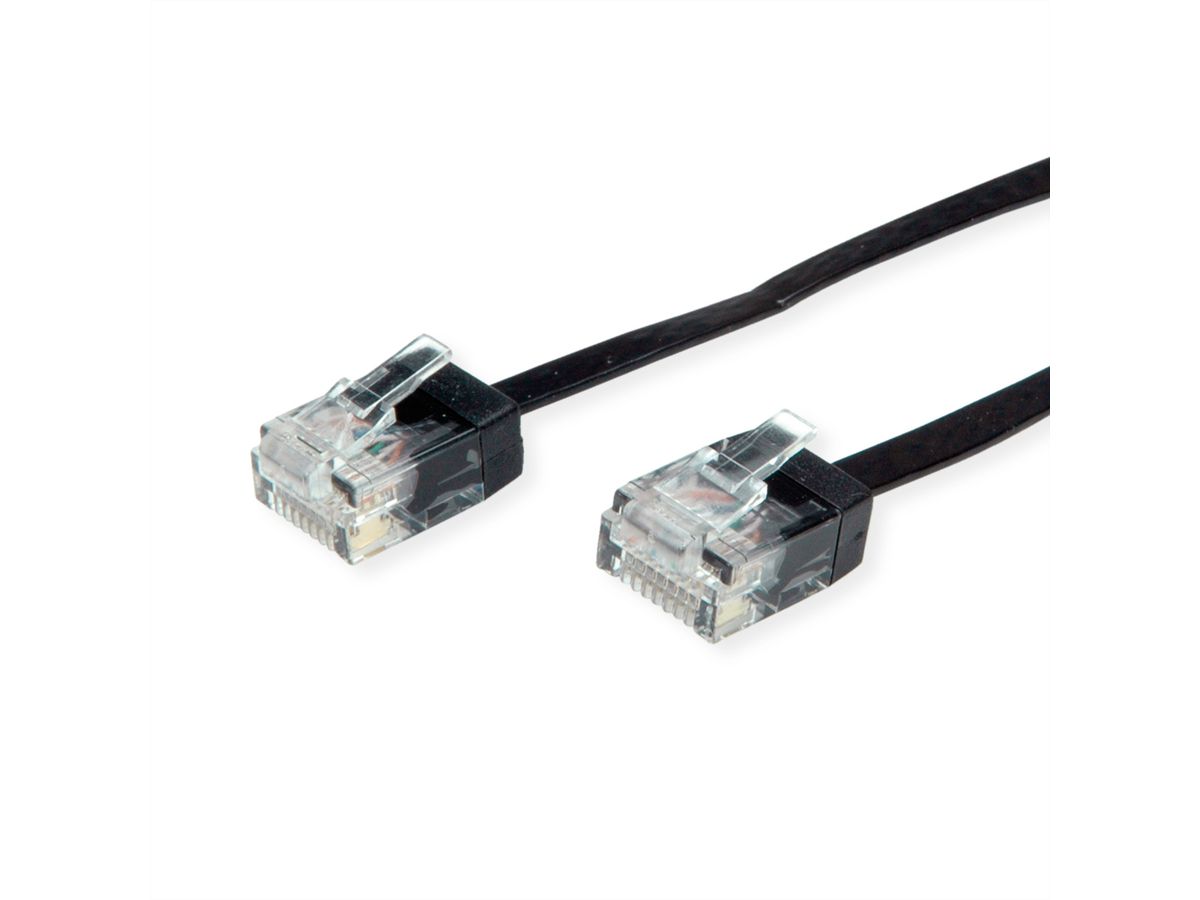 ROLINE UTP Patchkabel Cat.6A (Class EA), extra-flach, schwarz, 2 m
