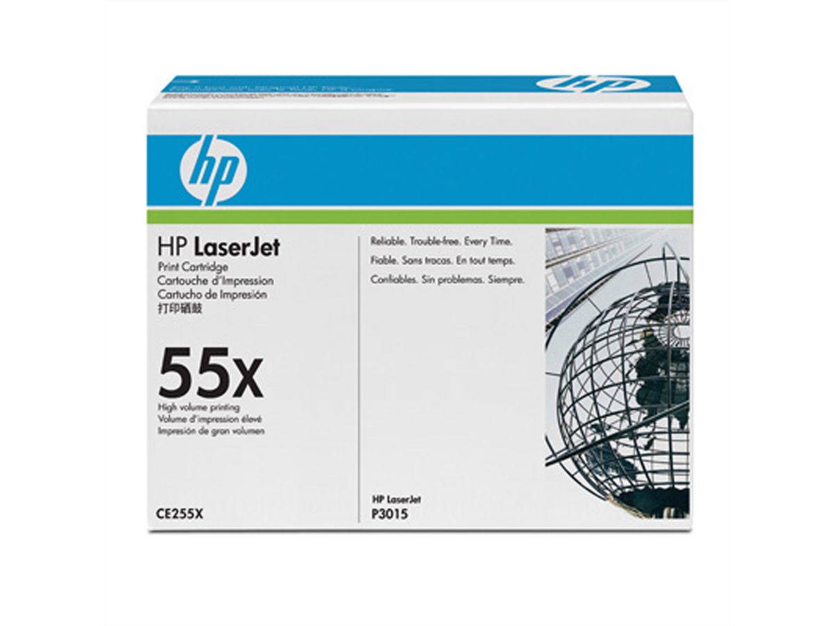 HP CE255X, Cassette LaserJet noire, env. 12.500 p.