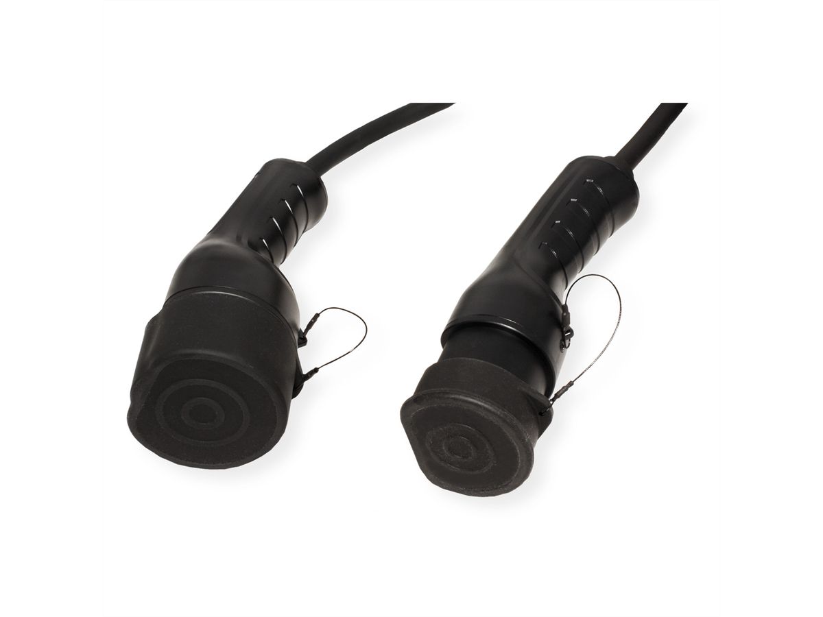 ROLINE E-Auto Ladekabel Typ2, 1-phasig, 250VAC (1P+N+E), 32 A, 7,4 kW, Spiralkabel (max. 5m)