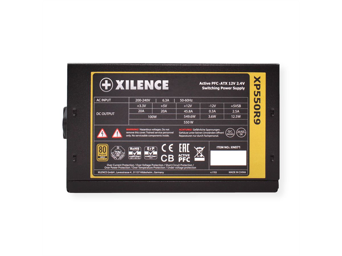 Xilence XP550R9 PC Netzteil, 550W, 80+ Gold, Gaming, ATX