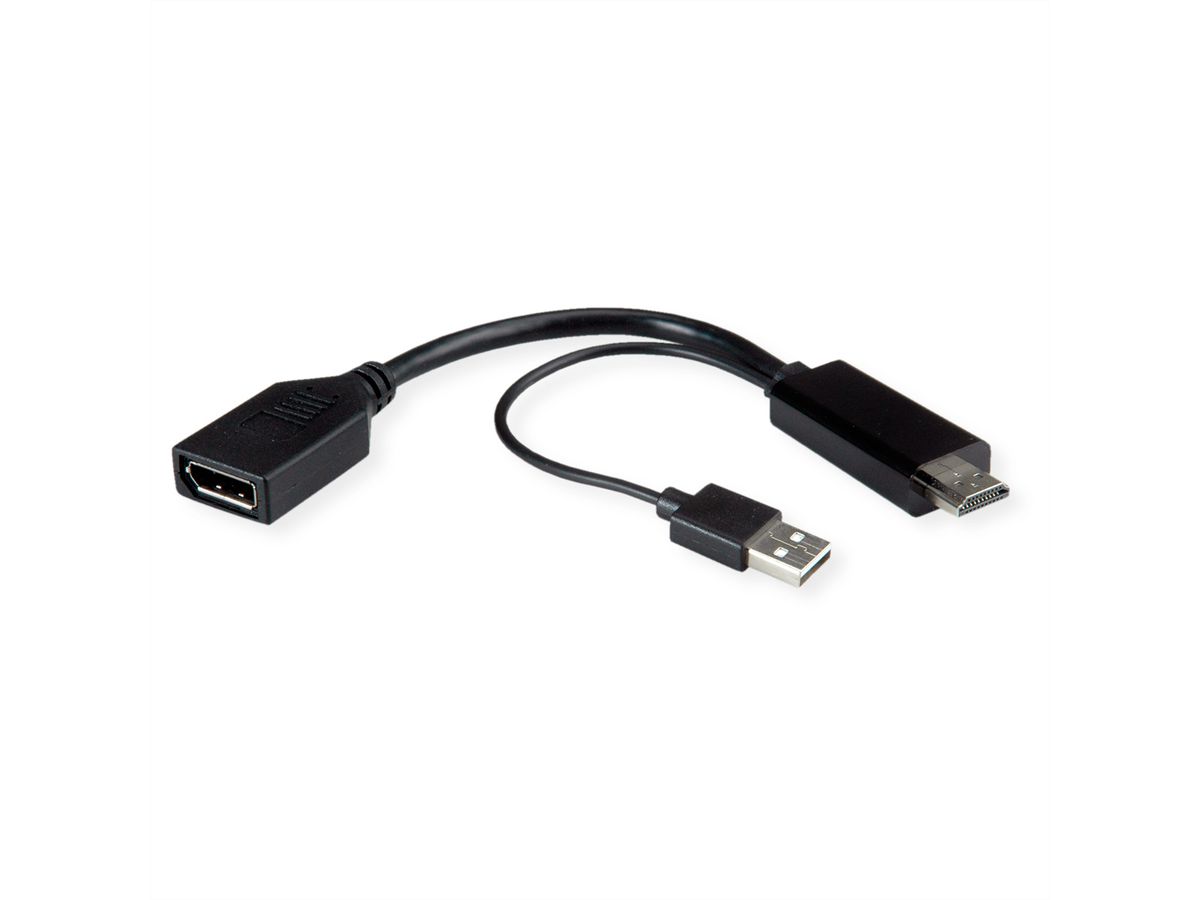 ROLINE Adaptateur HDMI - DisplayPort, v1.2, 4K, HDMI M - DP F, Actif