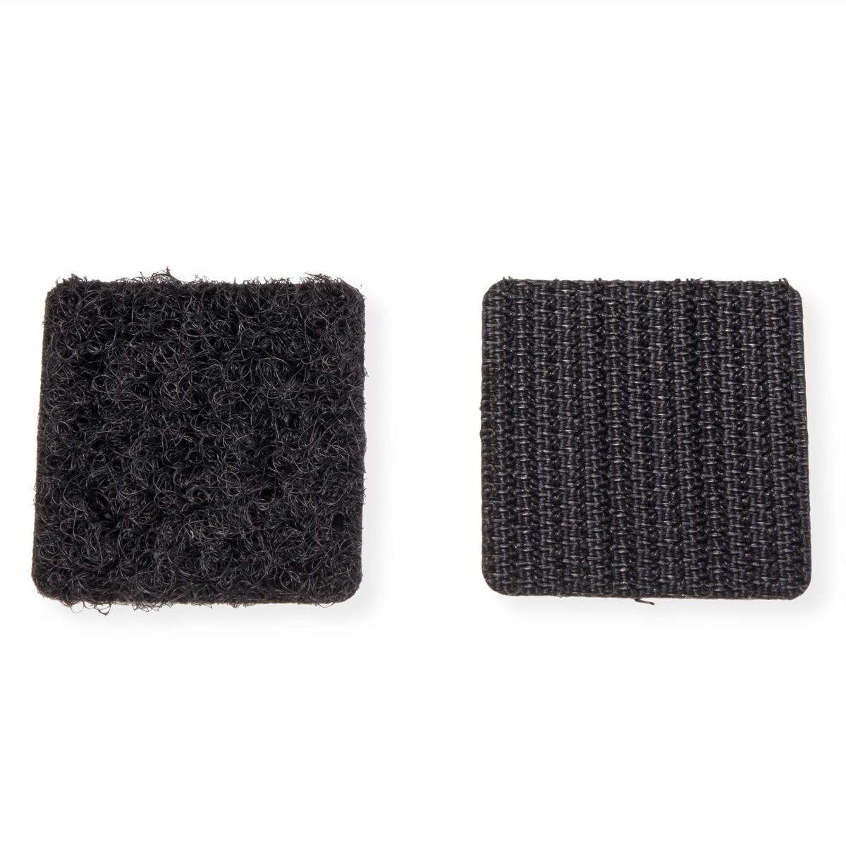 VELCRO® Boutons carrés 25x25mm x 24 noirs, crochets & velours autocollants