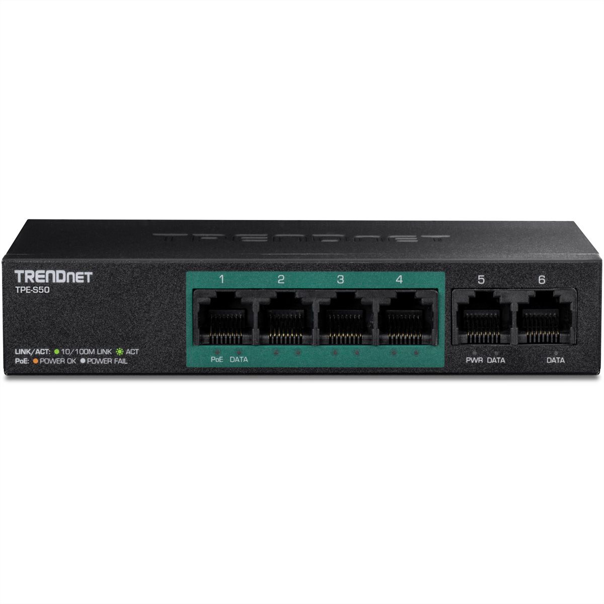 TRENDnet TPE-S50 6-Port PoE Switch 10/100Mbps 60W