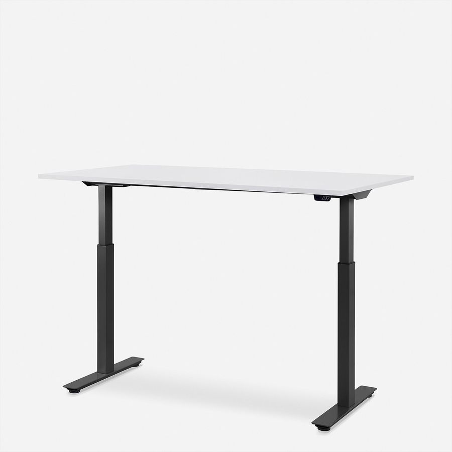 WRK21 Bureau Smart 180 x 80 cm, Hauteur réglable, Blanc uni / Noir